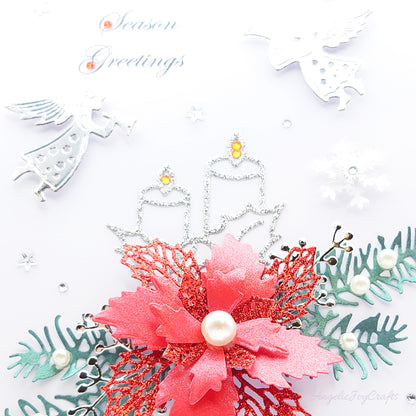 Handmade Personalised 3D Christmas Card with Christmas Flower + Complimentary Gift Box | Christmas | Noel | New Year