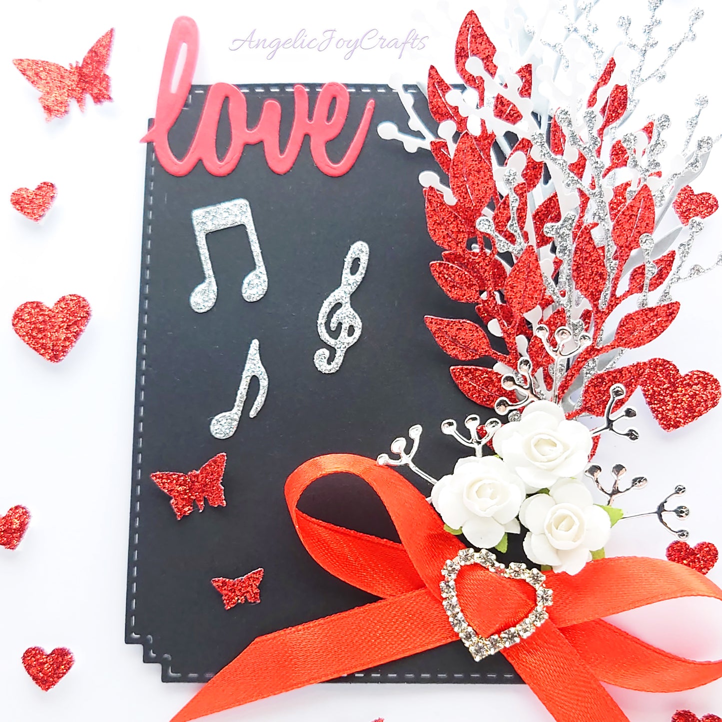 Handmade Personalised 3D Valentine's Day Card with Notes of Love & Floral Bow + Complimentary Gift Box | Valentine's Day | Birthday | Mother's Day