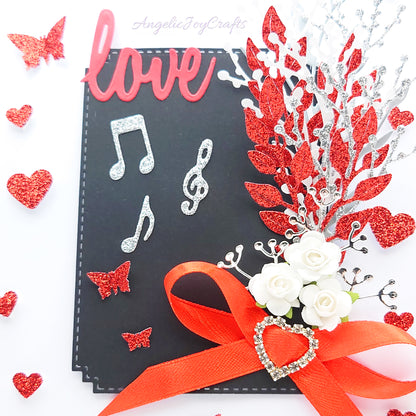 Handmade Personalised 3D Valentine's Day Card with Notes of Love & Floral Bow + Complimentary Gift Box | Valentine's Day | Birthday | Mother's Day