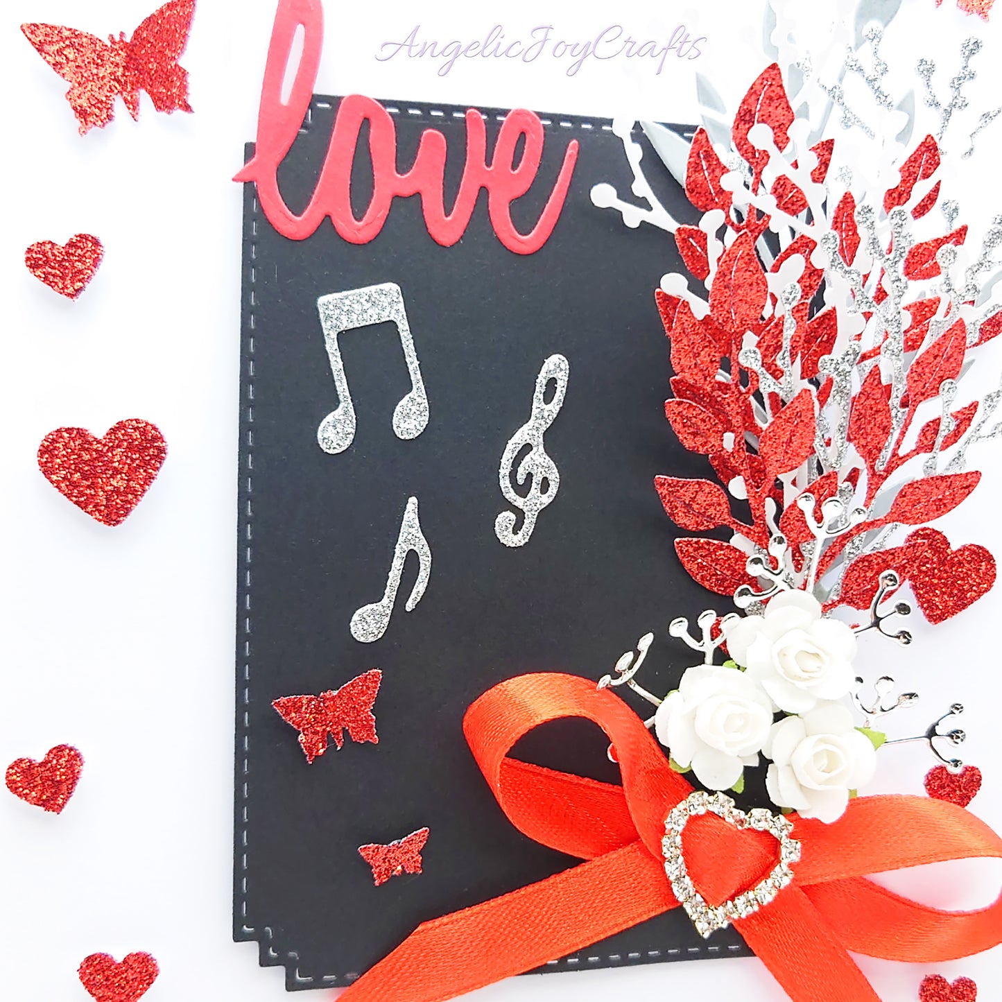 Handmade Personalised 3D Valentine's Day Card with Notes of Love & Floral Bow + Complimentary Gift Box | Valentine's Day | Birthday | Mother's Day