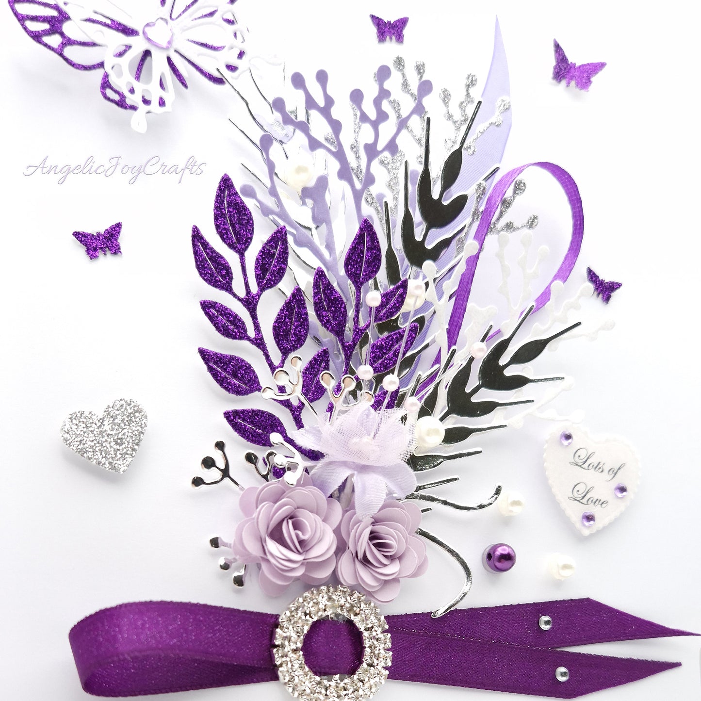 Handmade Personalised 3D Birthday Card with Floral Bouquet & Brooch + Complimentary Gift Box | Birthday | Mother's Day