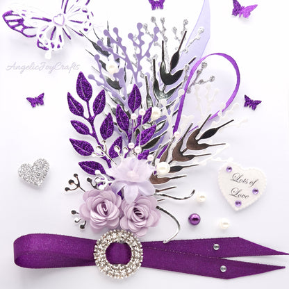 Handmade Personalised 3D Birthday Card with Floral Bouquet & Brooch + Complimentary Gift Box | Birthday | Mother's Day