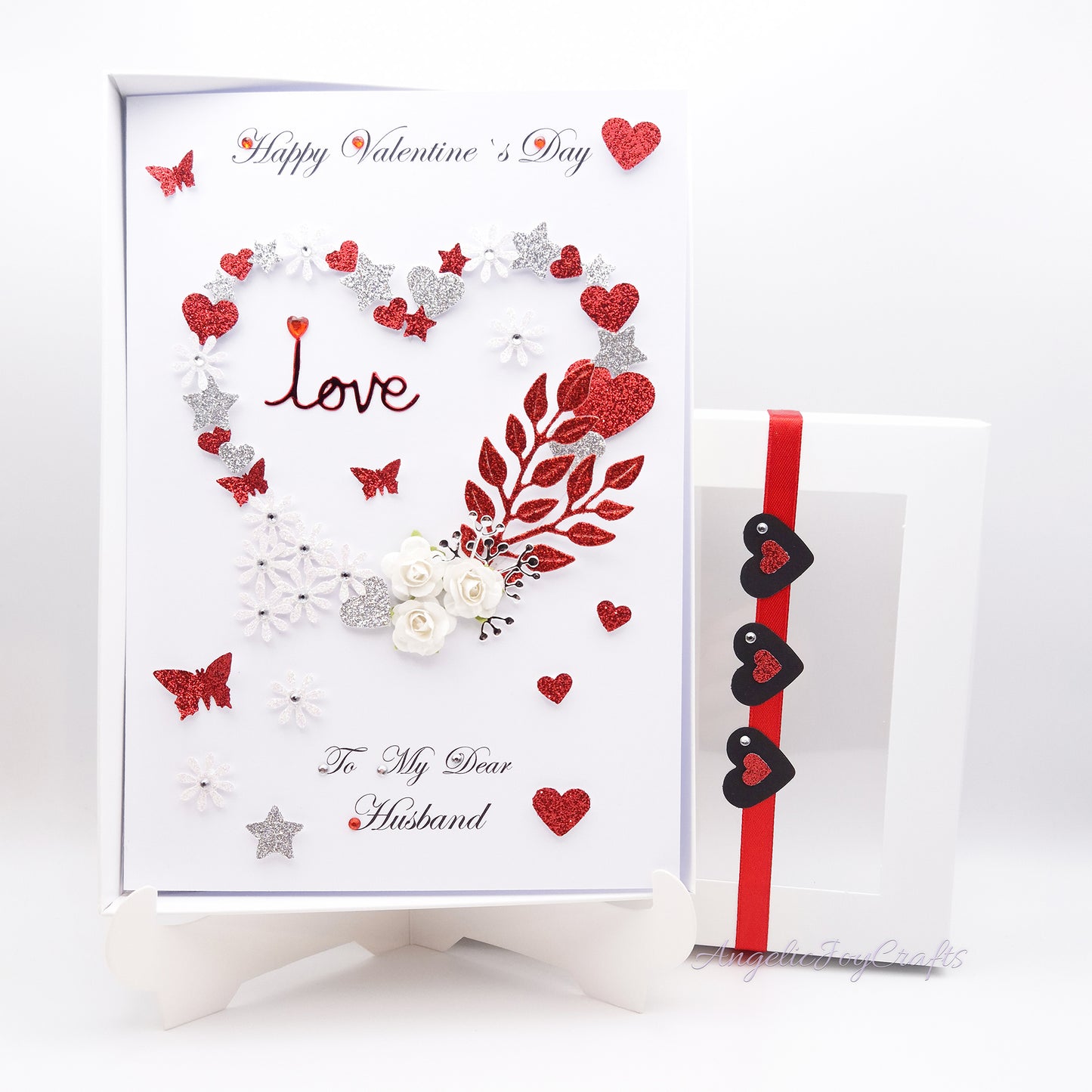 Handmade Personalised 3D Valentine's Day Card with Floral Heart + Complimentary Gift Box | Valentine's Day | Birthday | Mother's Day