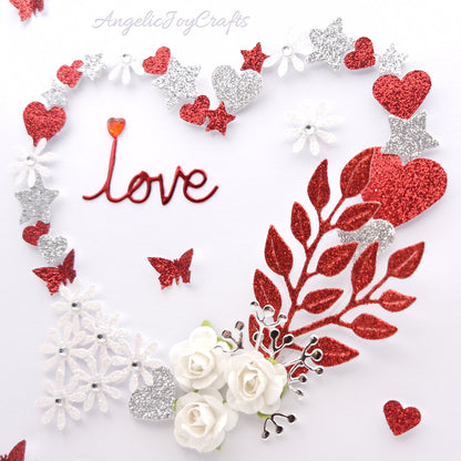 Handmade Personalised 3D Valentine's Day Card with Floral Heart + Complimentary Gift Box | Valentine's Day | Birthday | Mother's Day