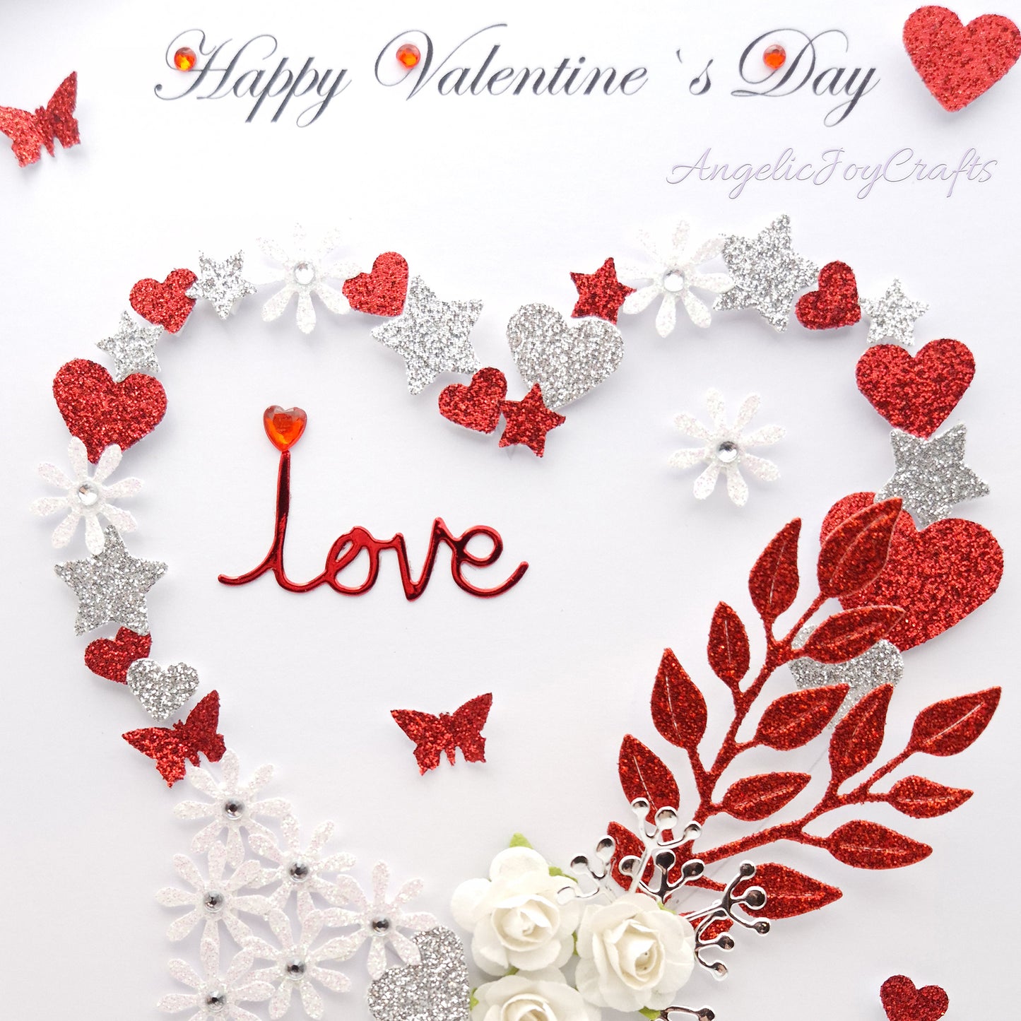 Handmade Personalised 3D Valentine's Day Card with Floral Heart + Complimentary Gift Box | Valentine's Day | Birthday | Mother's Day