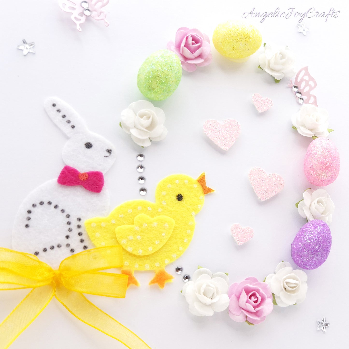 Handmade Personalised 3D Easter Card with Rabbit, Chick & an Egg + Complimentary Gift Box | Easter