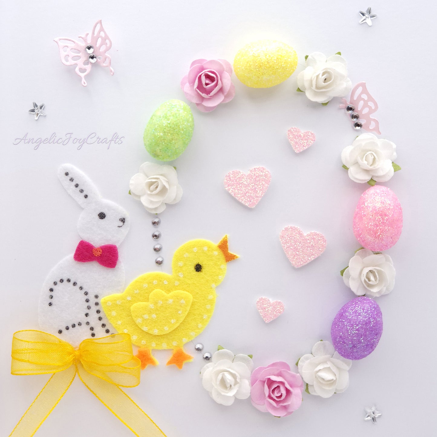 Handmade Personalised 3D Easter Card with Rabbit, Chick & an Egg + Complimentary Gift Box | Easter
