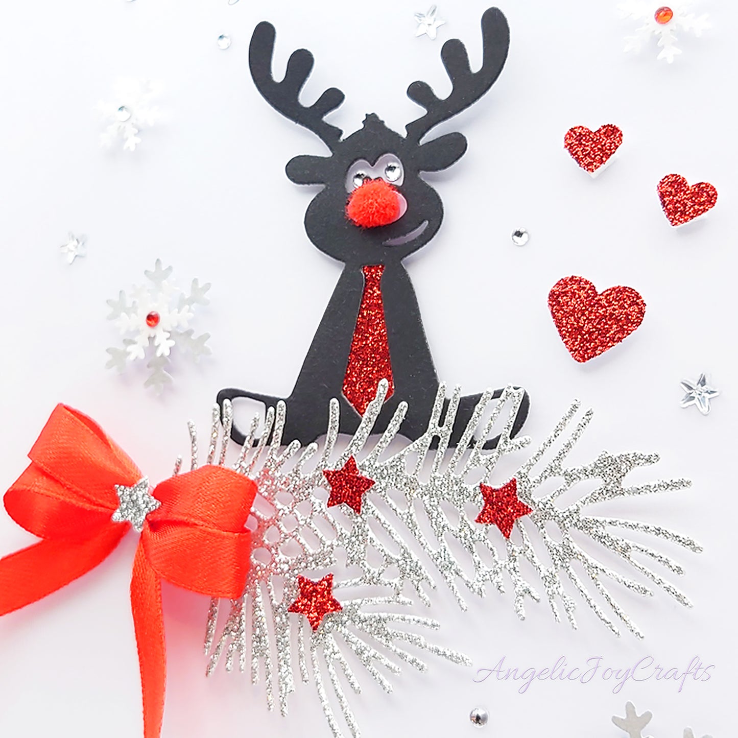 Handmade Personalised 3D Christmas Card with Deer & Bow + Complimentary Gift Box | Christmas | Noel | New Year