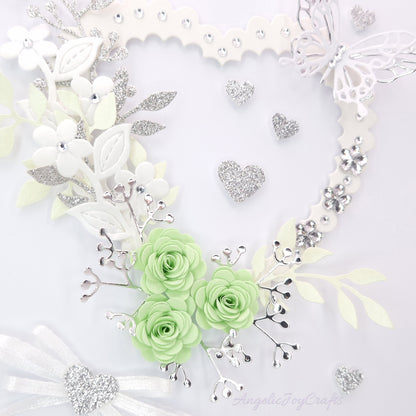 Handmade Personalised 3D Engagement Card with Floral Heart, Bow & Butterfly + Complimentary Gift Box | Anniversary | Wedding | Engagement