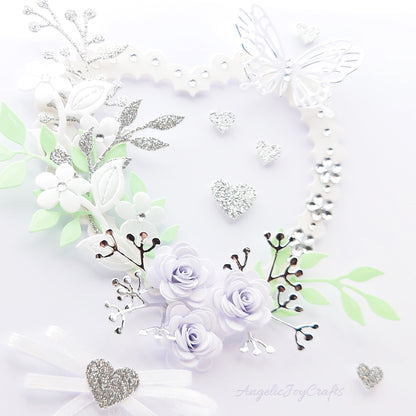 Handmade Personalised 3D Engagement Card with Floral Heart, Bow & Butterfly + Complimentary Gift Box | Anniversary | Wedding | Engagement