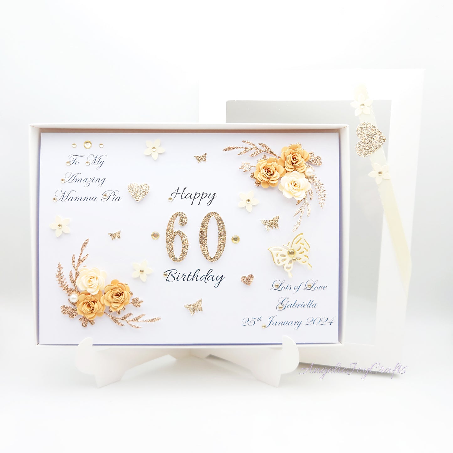 Handmade Personalised 3D Birthday Card with Floral Branches & Butterflies + Complimentary Gift Box | Birthday | Mother's Day