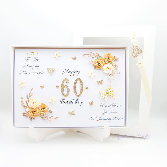 Handmade Personalised 3D Birthday Card with Floral Branches & Butterflies + Complimentary Gift Box | Birthday | Mother's Day