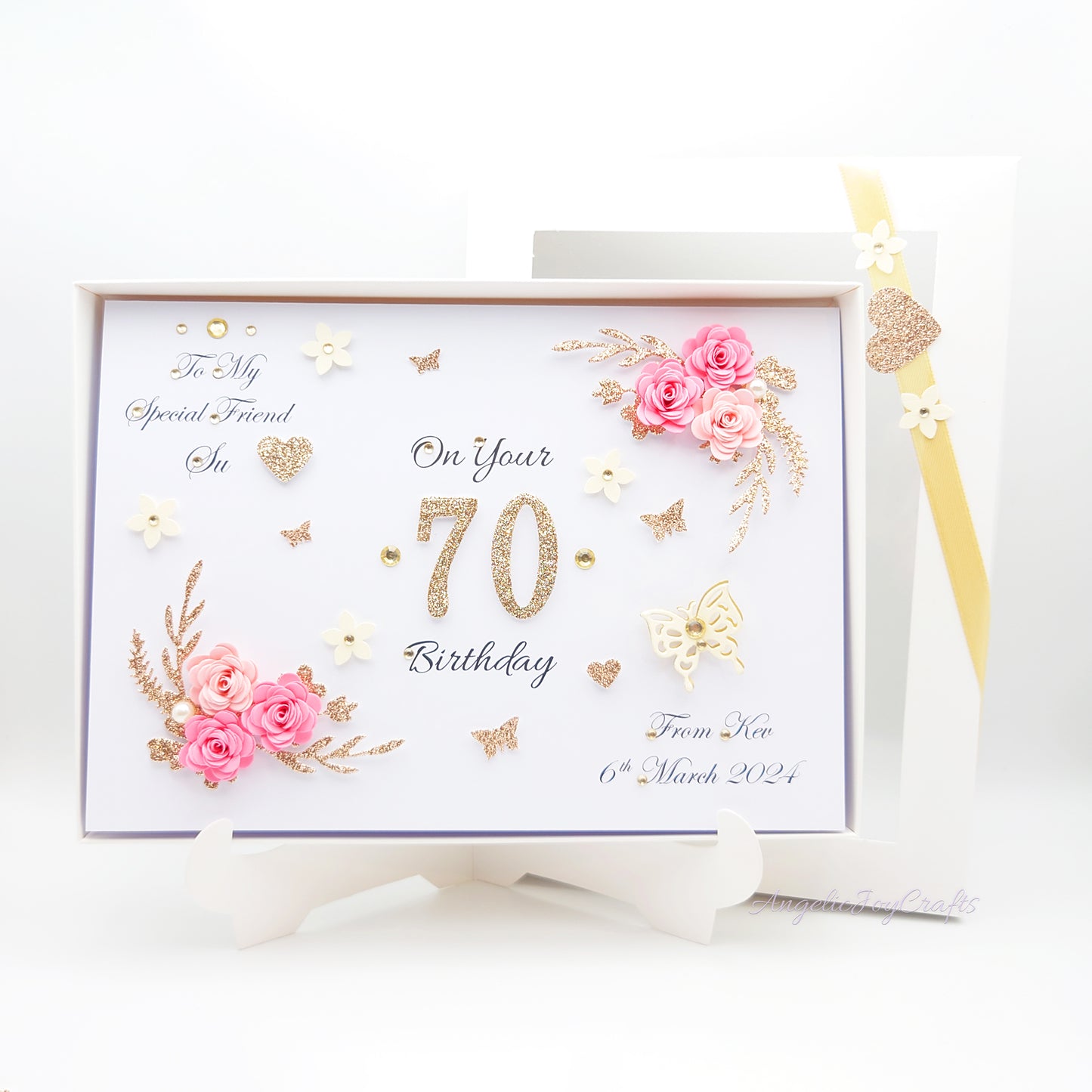 Handmade Personalised 3D Birthday Card with Floral Branches & Butterflies + Complimentary Gift Box | Birthday | Mother's Day