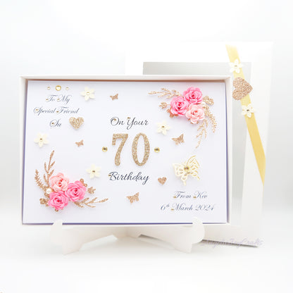 Handmade Personalised 3D Birthday Card with Floral Branches & Butterflies + Complimentary Gift Box | Birthday | Mother's Day