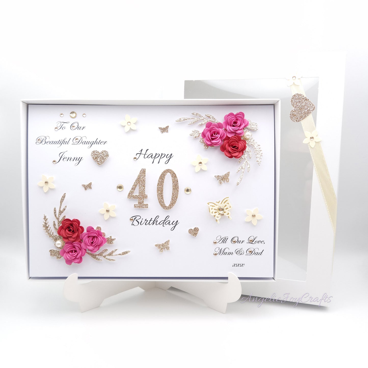 Handmade Personalised 3D Birthday Card with Floral Branches & Butterflies + Complimentary Gift Box | Birthday | Mother's Day
