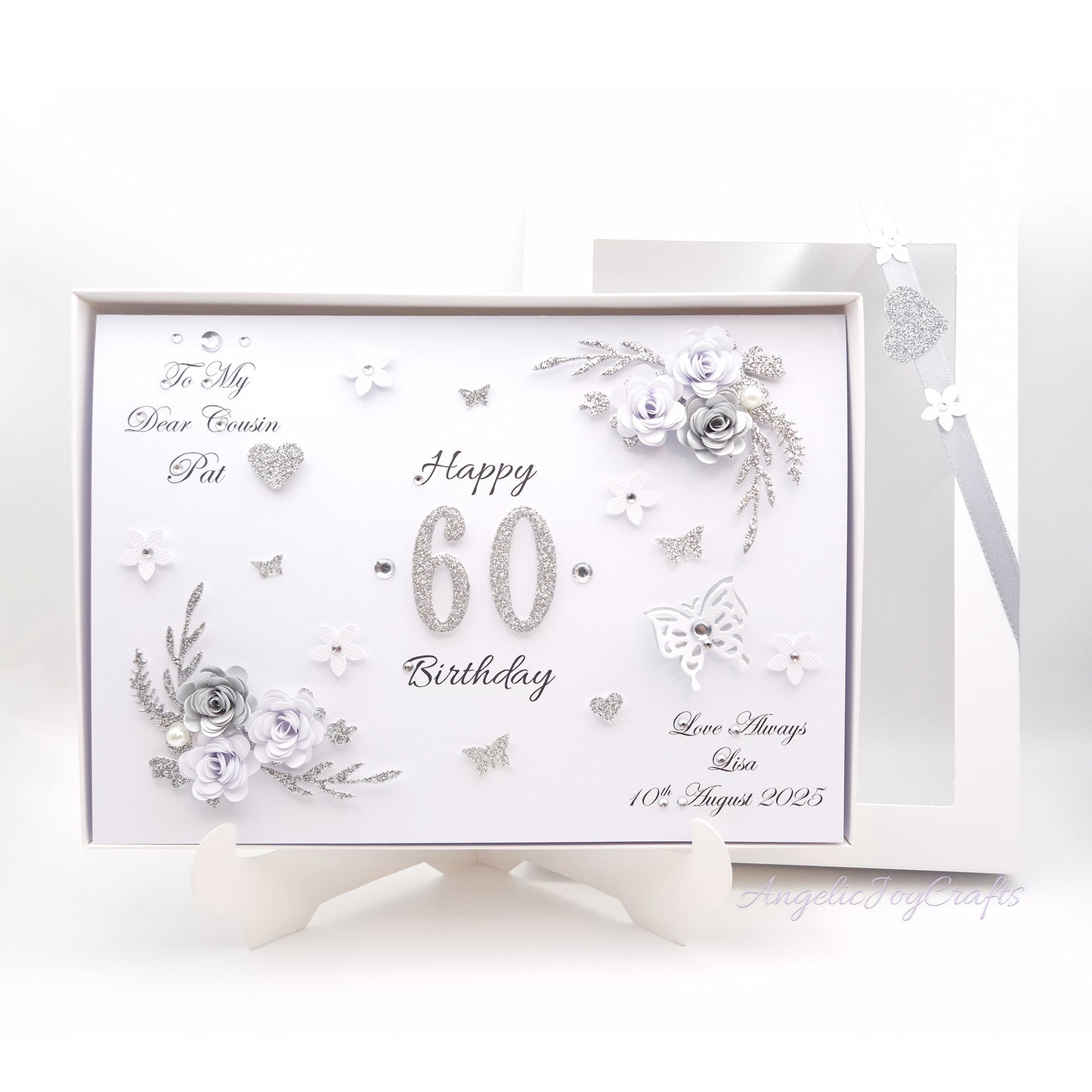 Handmade Personalised 3D Birthday Card with Floral Branches & Butterflies + Complimentary Gift Box | Birthday | Mother's Day