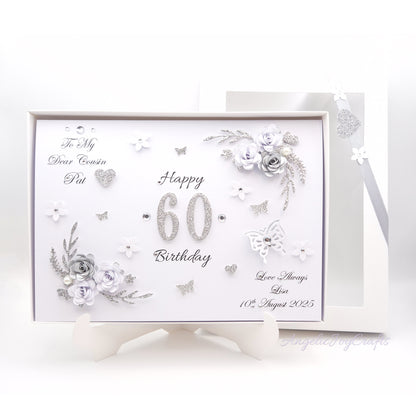 Handmade Personalised 3D Birthday Card with Floral Branches & Butterflies + Complimentary Gift Box | Birthday | Mother's Day