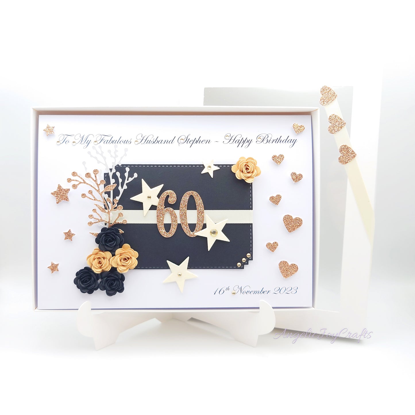 Handmade Personalised 3D Birthday Card with a Floral Plaque + Complimentary Gift Box | Birthday | Birthday for Him