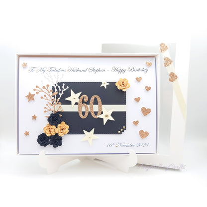 Handmade Personalised 3D Birthday Card with a Floral Plaque + Complimentary Gift Box | Birthday | Birthday for Him