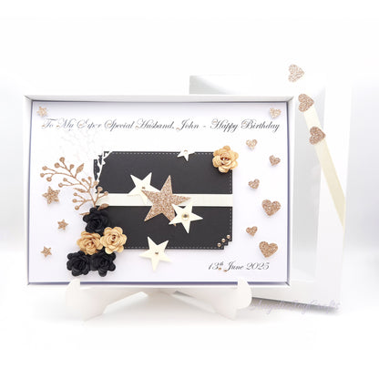 Handmade Personalised 3D Birthday Card with a Floral Plaque + Complimentary Gift Box | Birthday | Birthday for Him