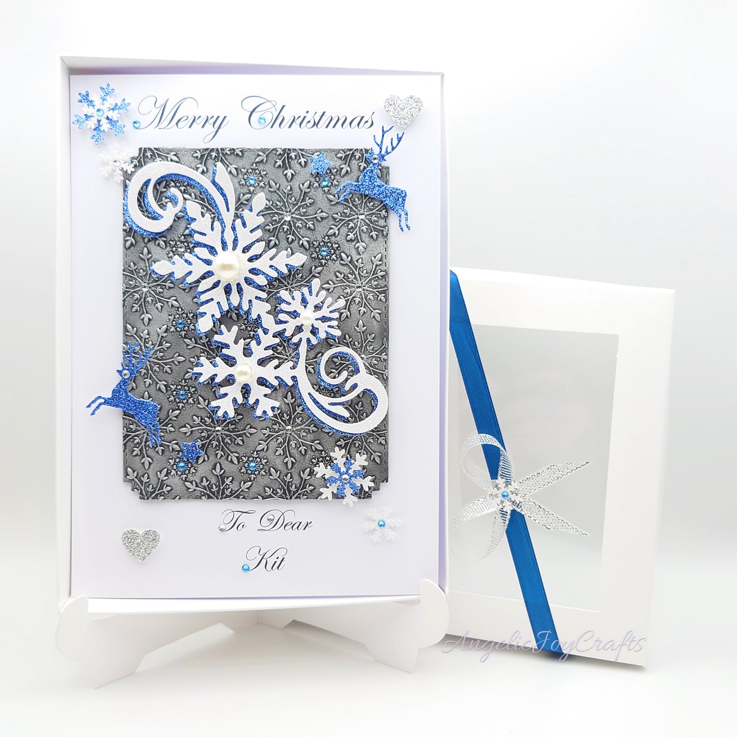 Handmade Personalised 3D Christmas Card with Embossed Snowflake Swirl + Complimentary Gift Box | Christmas | Noel | New Year