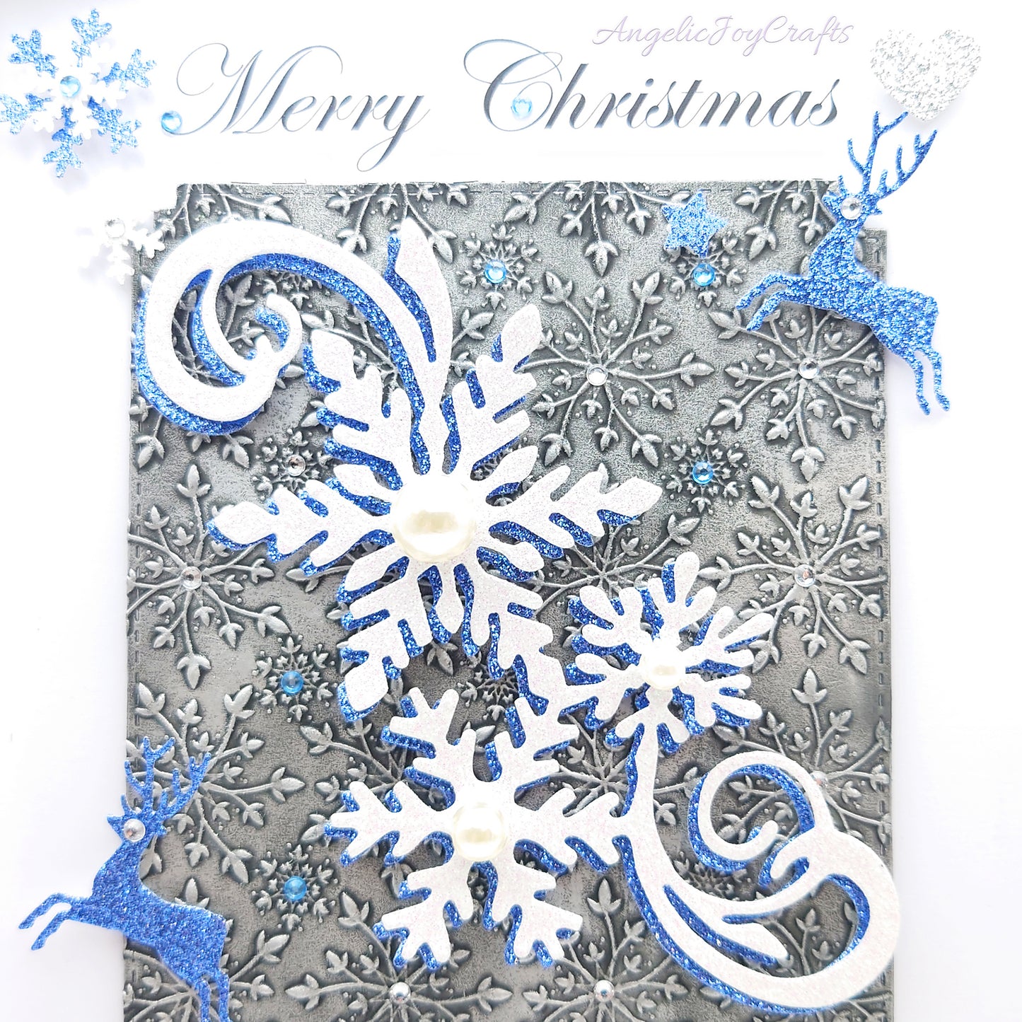 Handmade Personalised 3D Christmas Card with Embossed Snowflake Swirl + Complimentary Gift Box | Christmas | Noel | New Year