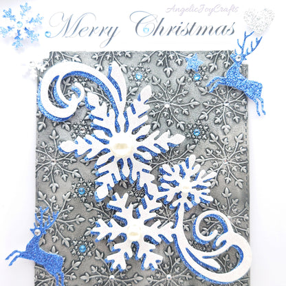 Handmade Personalised 3D Christmas Card with Embossed Snowflake Swirl + Complimentary Gift Box | Christmas | Noel | New Year