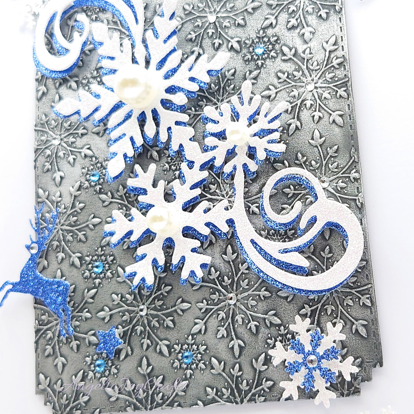 Handmade Personalised 3D Christmas Card with Embossed Snowflake Swirl + Complimentary Gift Box | Christmas | Noel | New Year