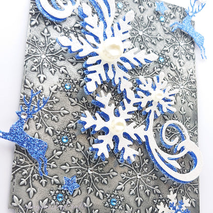 Handmade Personalised 3D Christmas Card with Embossed Snowflake Swirl + Complimentary Gift Box | Christmas | Noel | New Year