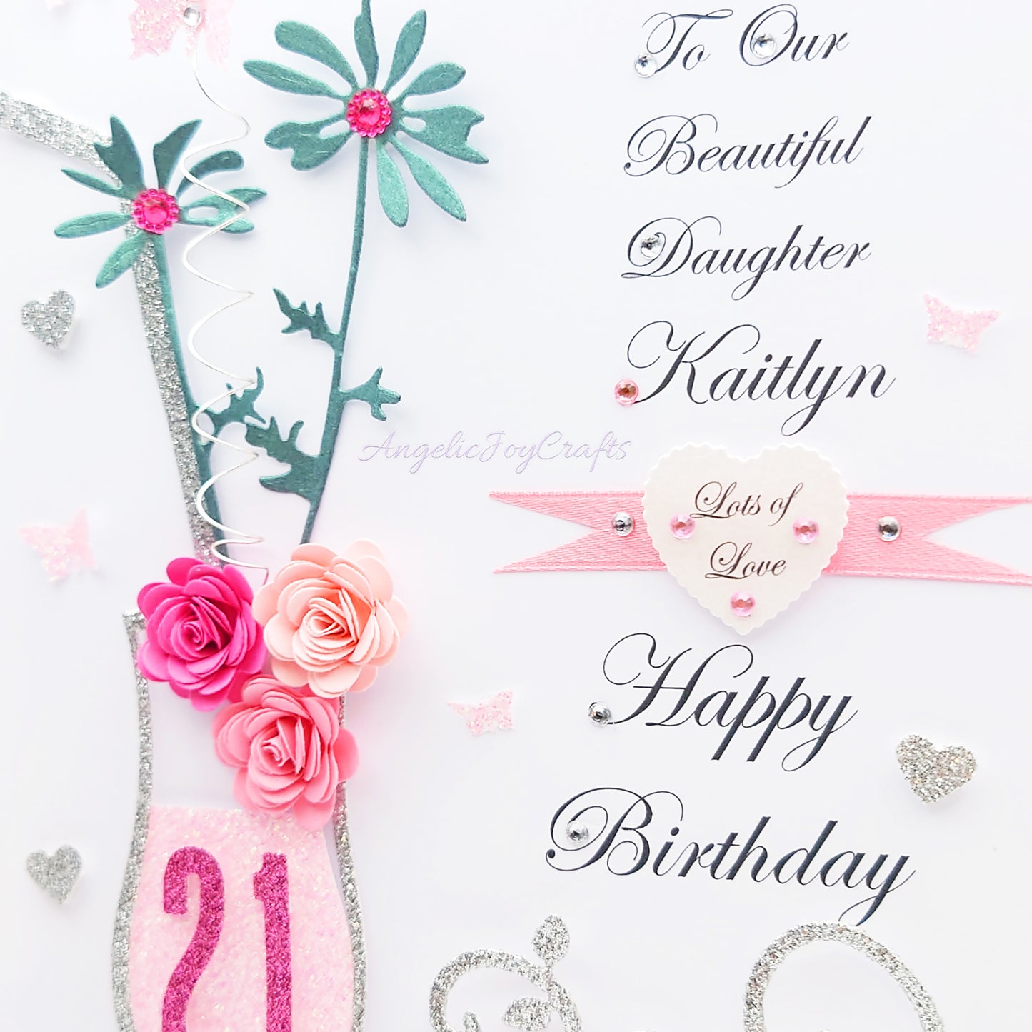 Handmade Personalised 3D Birthday Card with Floral Cocktail + Complimentary Gift Box | Birthday | Mother's Day