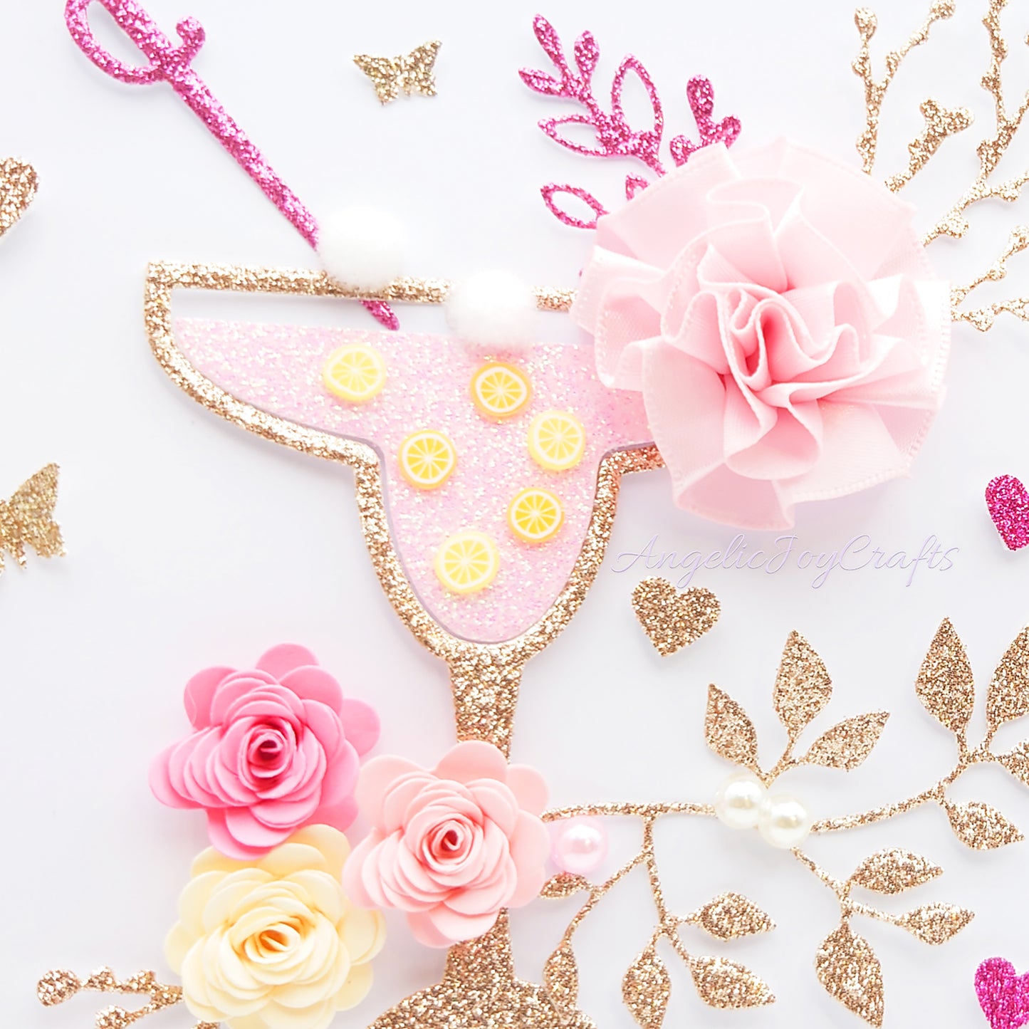 Handmade Personalised 3D Birthday Card with Cocktail & Flowers + Complimentary Gift Box | Birthday | Mother's Day