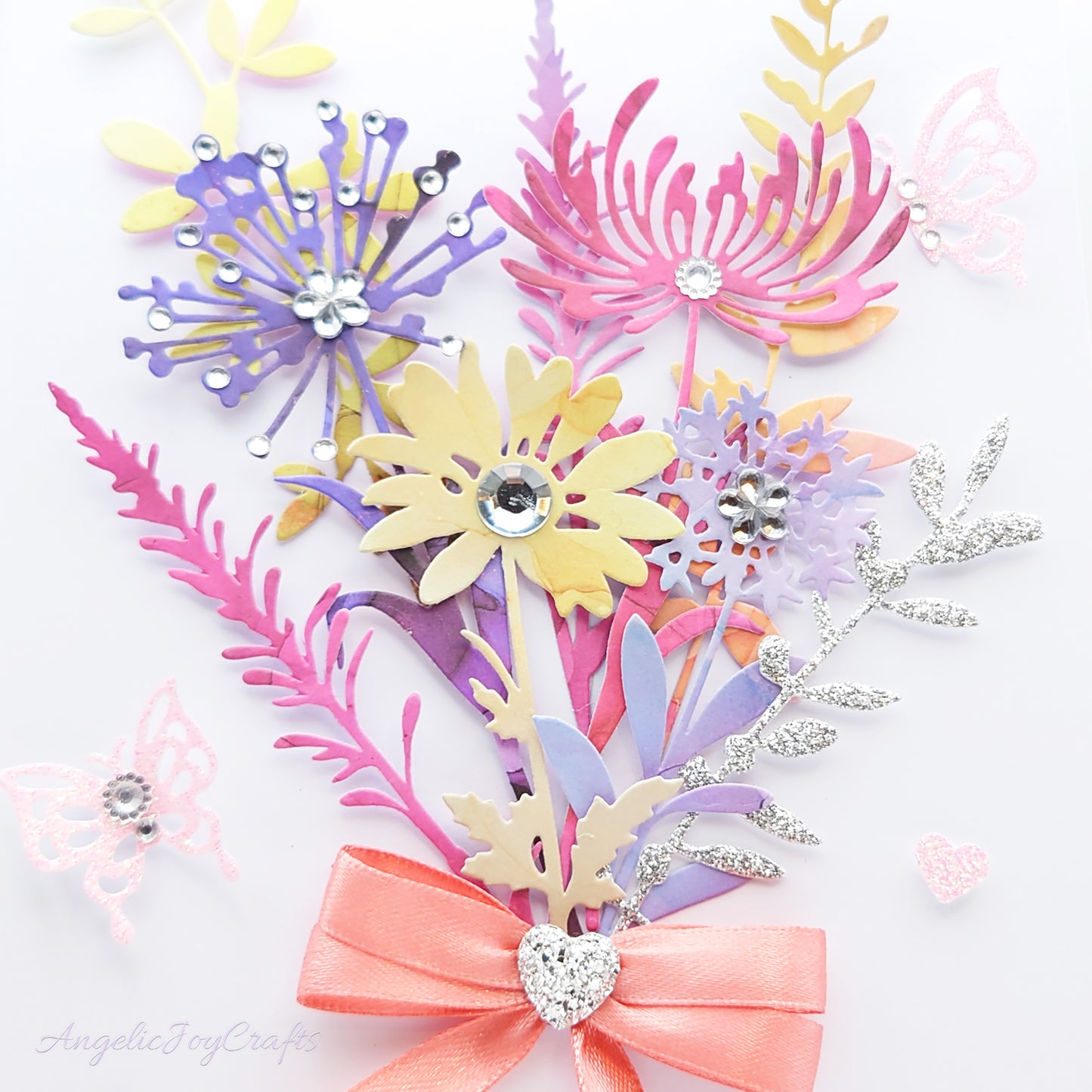 Handmade Personalised 3D Birthday Card with Colourful Bouquet & Bow + Complimentary Gift Box | Birthday | Mother's Day