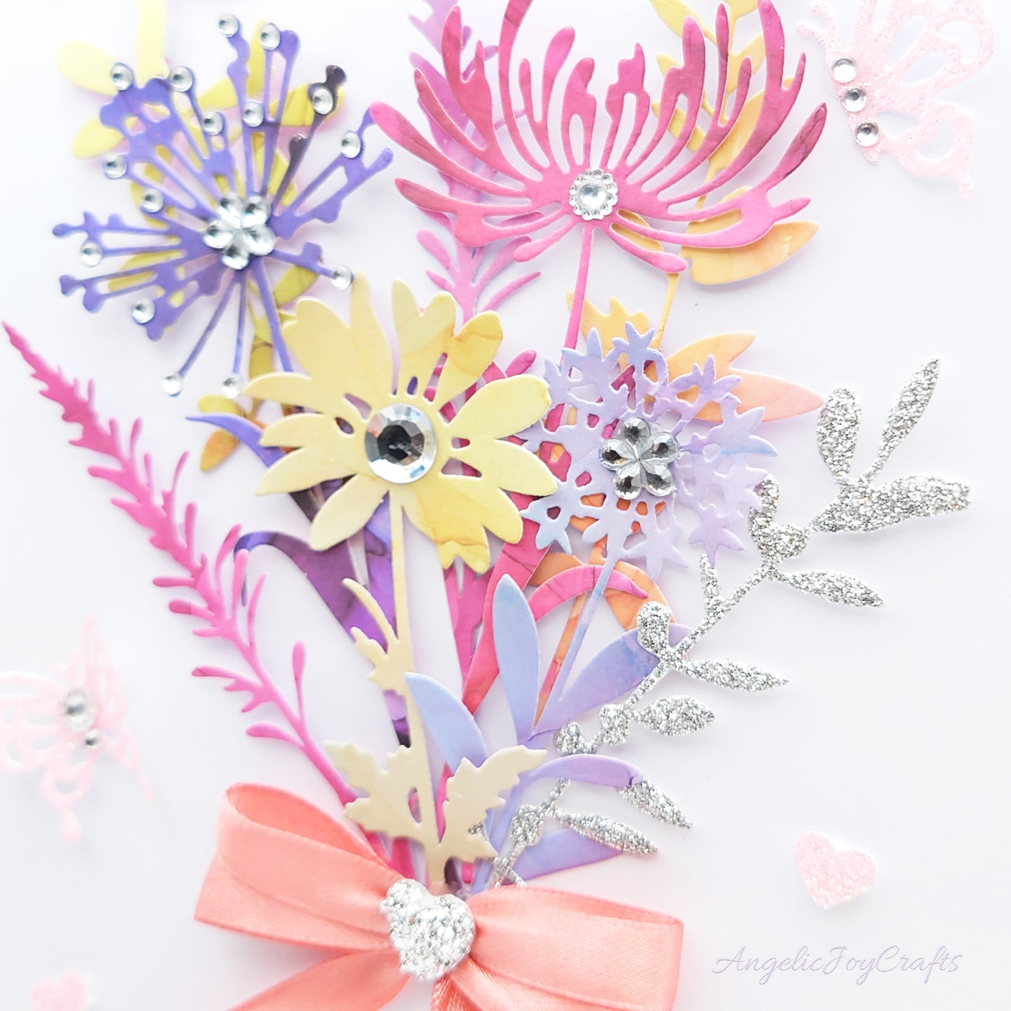 Handmade Personalised 3D Birthday Card with Colourful Bouquet & Bow + Complimentary Gift Box | Birthday | Mother's Day