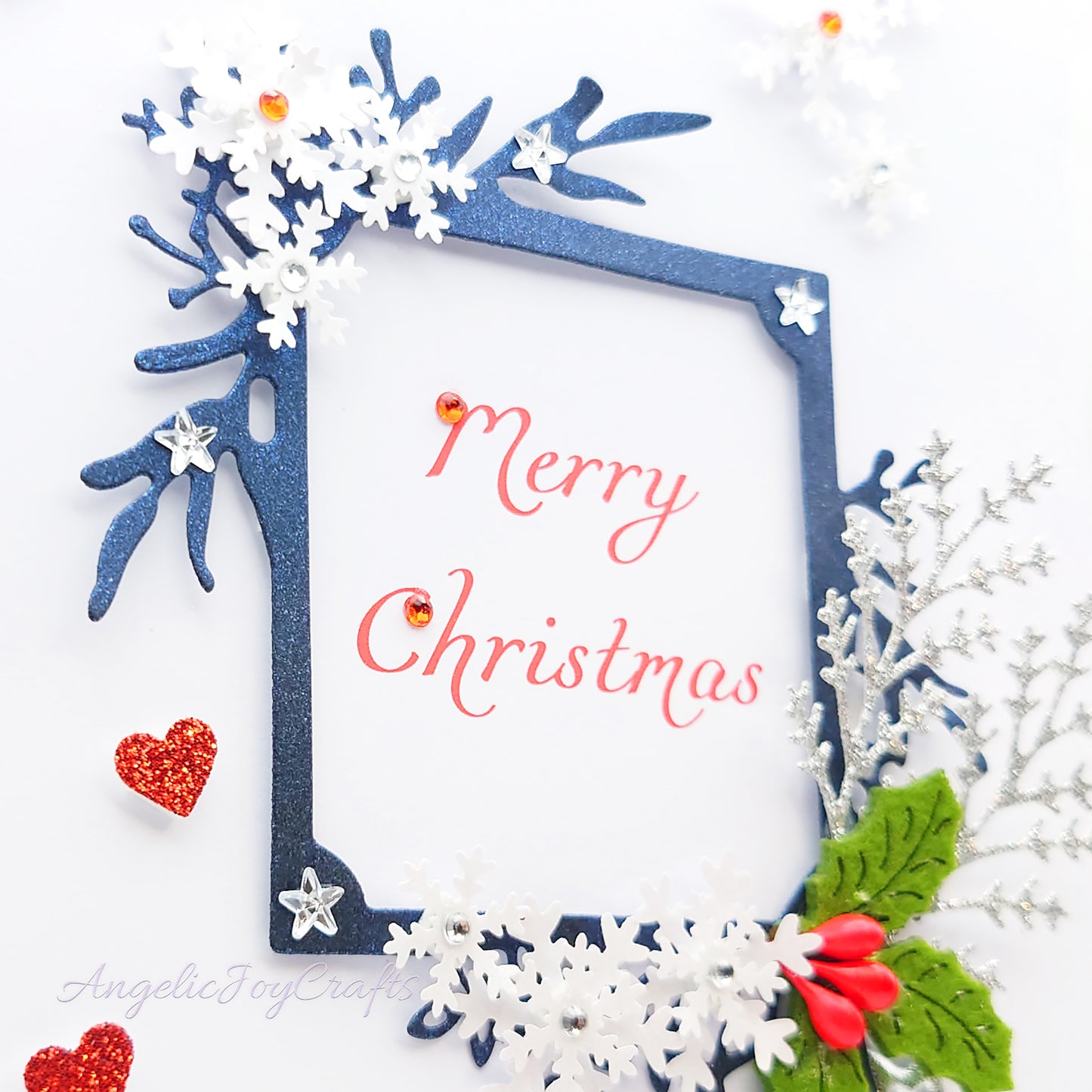 Handmade Personalised 3D Christmas Card with Christmas Frame & Snowflakes + Complimentary Gift Box | Christmas | Noel | New Year