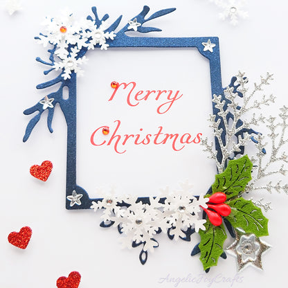 Handmade Personalised 3D Christmas Card with Christmas Frame & Snowflakes + Complimentary Gift Box | Christmas | Noel | New Year