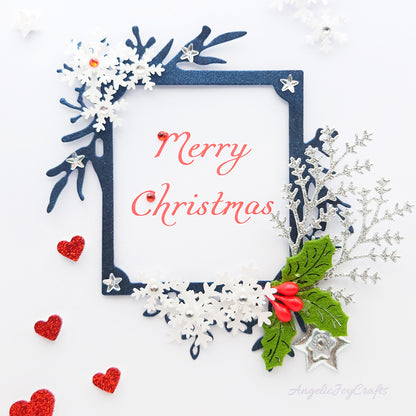 Handmade Personalised 3D Christmas Card with Christmas Frame & Snowflakes + Complimentary Gift Box | Christmas | Noel | New Year