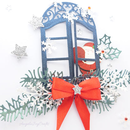Handmade Personalised 3D Christmas Card with Santa in The Window + Complimentary Gift Box | Christmas | Noel | New Year
