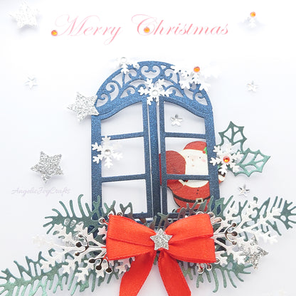 Handmade Personalised 3D Christmas Card with Santa in The Window + Complimentary Gift Box | Christmas | Noel | New Year