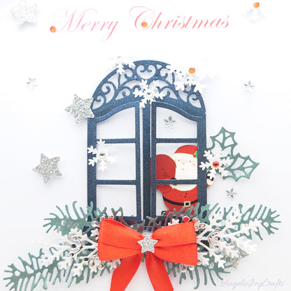 Handmade Personalised 3D Christmas Card with Santa in The Window + Complimentary Gift Box | Christmas | Noel | New Year