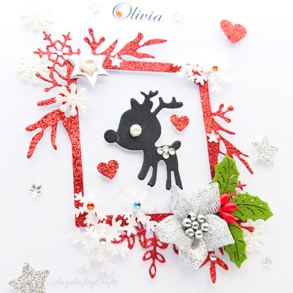 Handmade Personalised 3D Christmas Card with Baby Deer + Complimentary Gift Box | Christmas | Noel | New Year