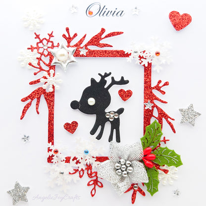 Handmade Personalised 3D Christmas Card with Baby Deer + Complimentary Gift Box | Christmas | Noel | New Year