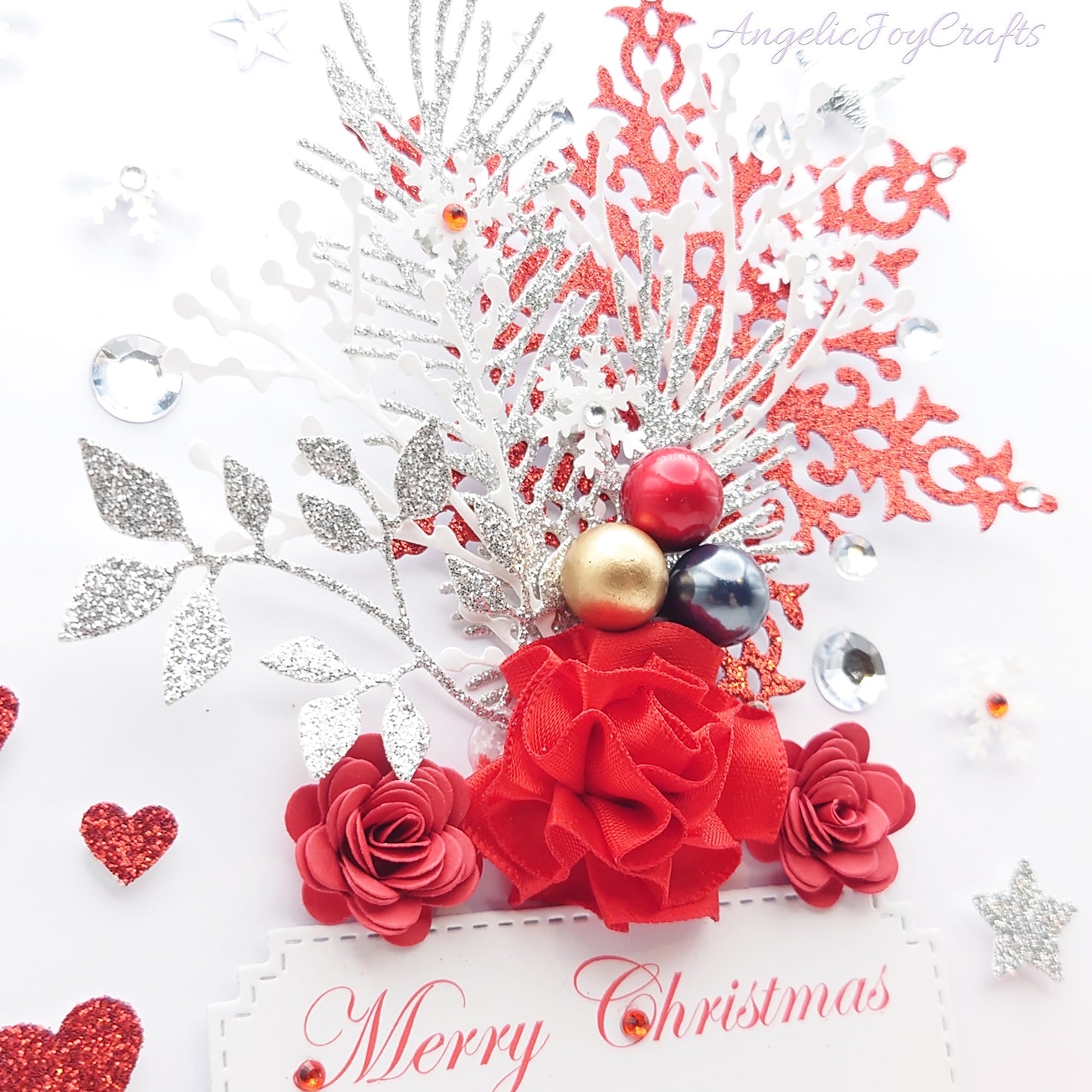Handmade Personalised 3D Christmas Card with Floral Snoflake & Flowers + Complimentary Gift Box | Christmas | Noel | New Year