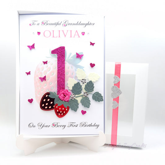 Handmade Personalised 3D Child Birthday Card with Berry Branch + Complimentary Gift Box | Baby Shower | Child Birthday | Baby Born | Birthday