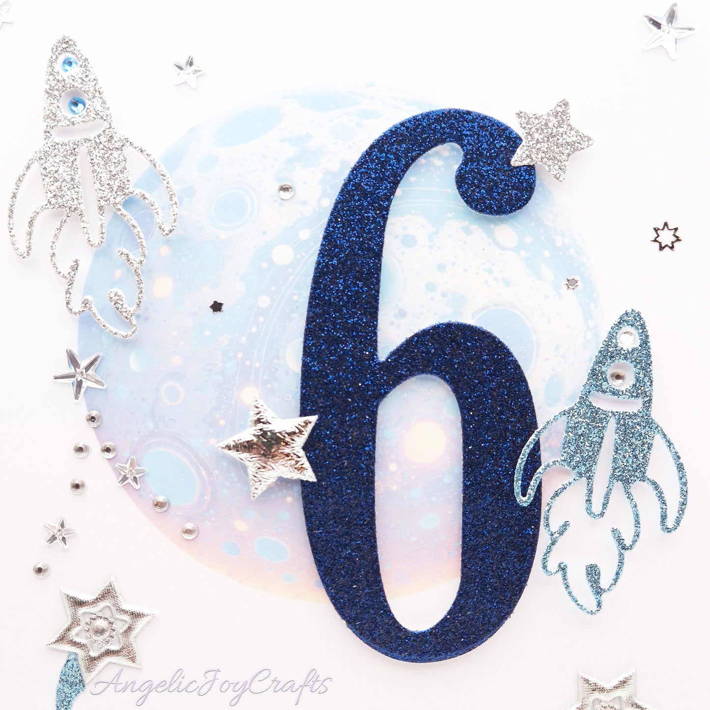 Handmade Personalised 3D Child Birthday Card with Planet & Rockets + Complimentary Gift Box | Baby Shower | Child Birthday | Baby Born | Birthday