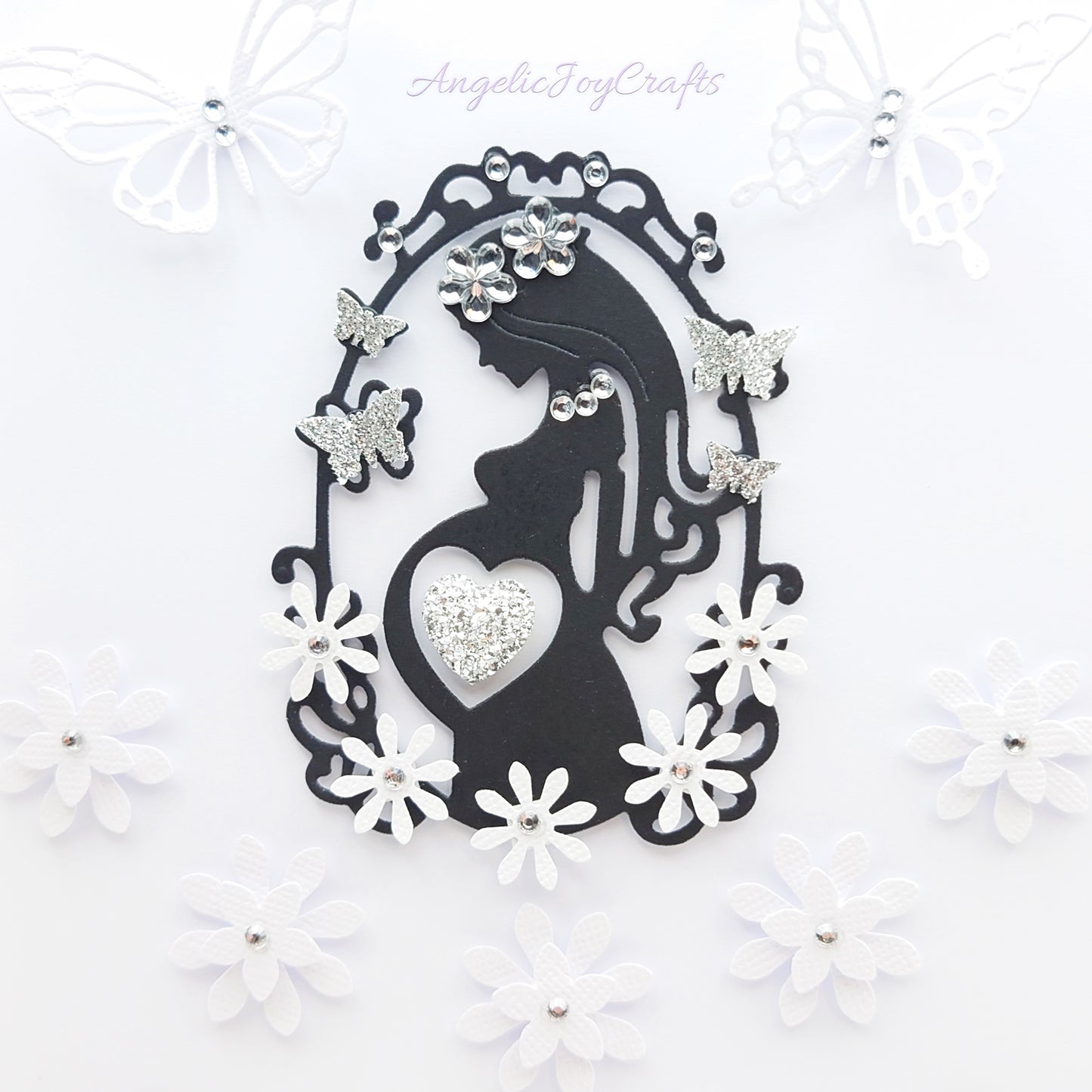 Handmade Personalised 3D Baby Shower Card with a Mother, Flower & Butterflies + Complimentary Gift Box | Baby Shower | Child Birthday | Baby Born | Birthday