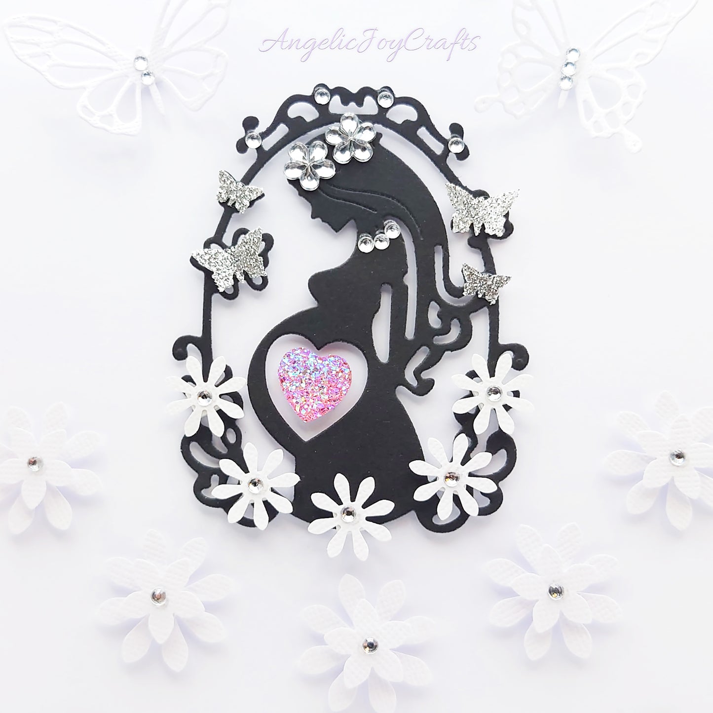 Handmade Personalised 3D Baby Shower Card with a Mother, Flower & Butterflies + Complimentary Gift Box | Baby Shower | Child Birthday | Baby Born | Birthday