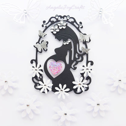 Handmade Personalised 3D Baby Shower Card with a Mother, Flower & Butterflies + Complimentary Gift Box | Baby Shower | Child Birthday | Baby Born | Birthday