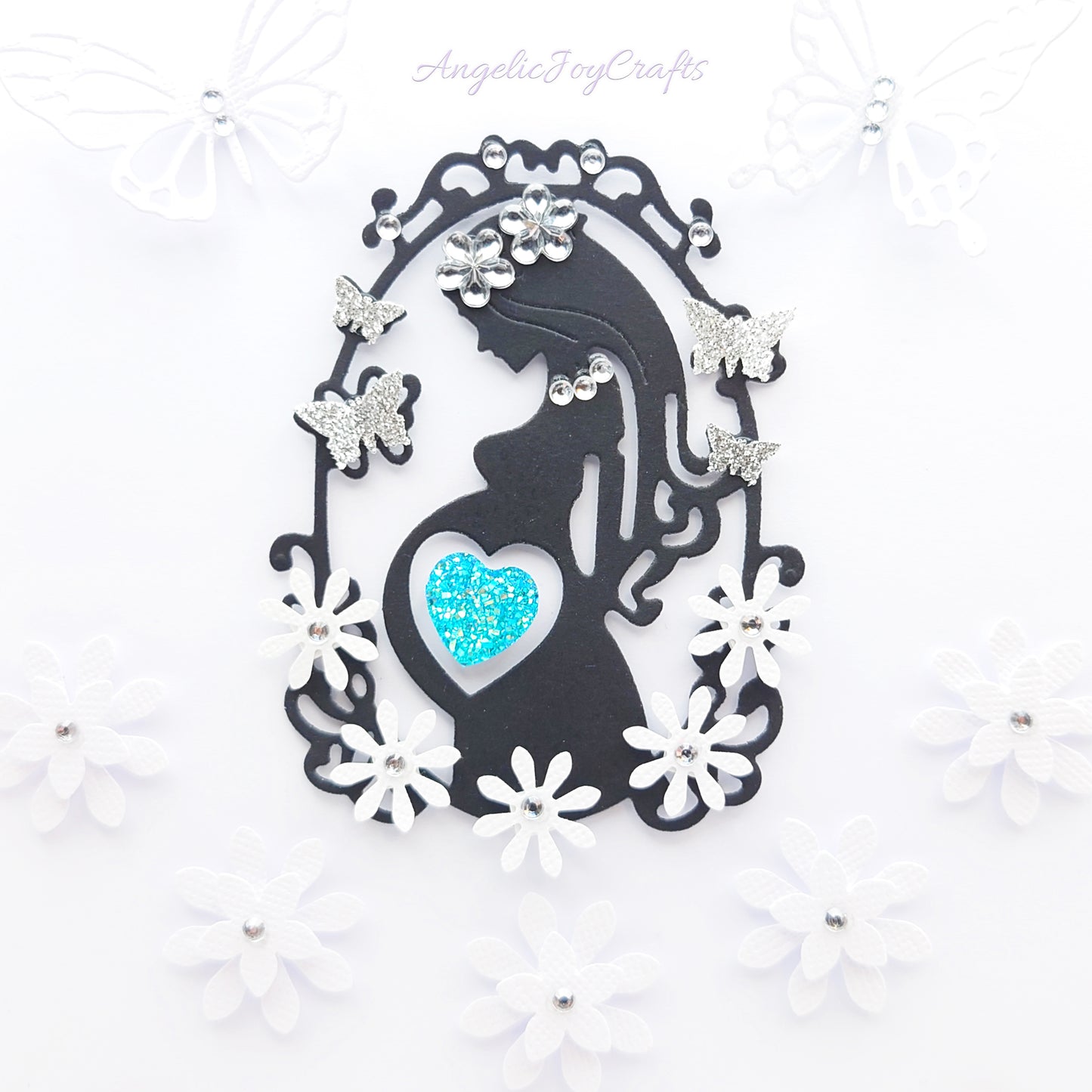 Handmade Personalised 3D Baby Shower Card with a Mother, Flower & Butterflies + Complimentary Gift Box | Baby Shower | Child Birthday | Baby Born | Birthday