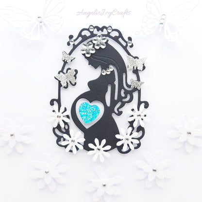 Handmade Personalised 3D Baby Shower Card with a Mother, Flower & Butterflies + Complimentary Gift Box | Baby Shower | Child Birthday | Baby Born | Birthday