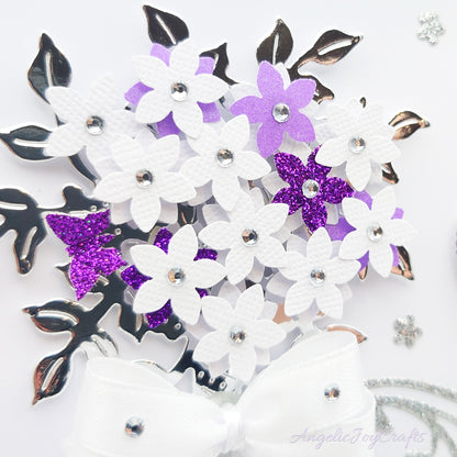 Handmade Personalised 3D Birthday Card with Bow & Bouquet of Flowers + Complimentary Gift Box | Birthday | Mother's Day